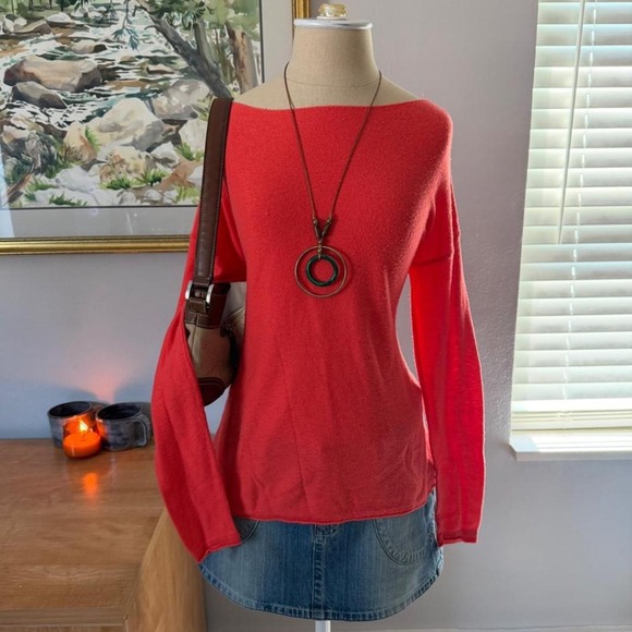 Mossimo Tops - Mossimo Womens Orange Knit Long Sleeve Boat Neck Top Minimalist Size M